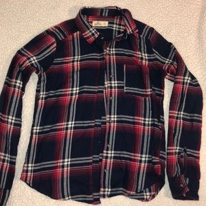 Navy blue Hollister button down flannel! size Xs